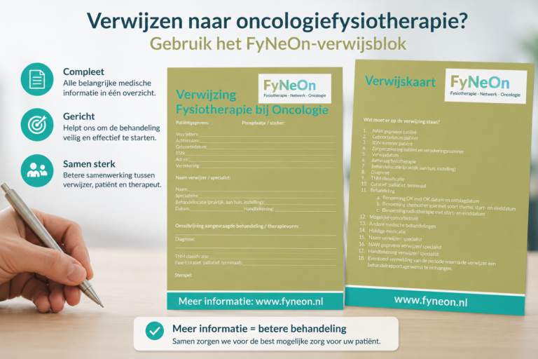 Verwijzing oncologiefysiotherapie met FyNeOn-verwijsblok
